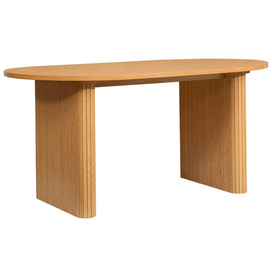 Avenel Fluted Wooden Dining Table Oval In Oak