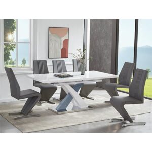 Axara Large Extending Grey Dining Table 6 Gia Grey Chairs