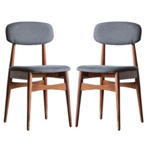 Barcela Dark Wooden Dining Chairs With Grey Seat In A Pair