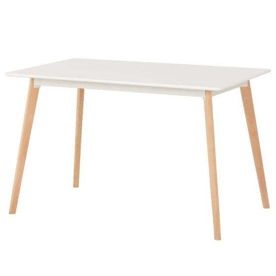 Barrie Wooden Dining Table With Oak Legs In White