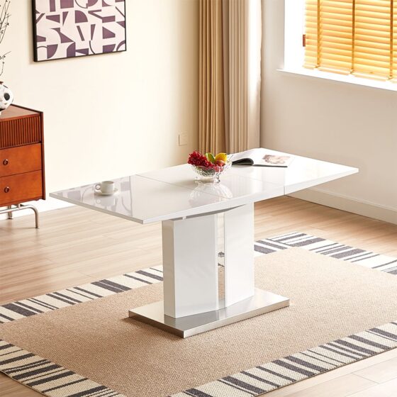 Belmonte High Gloss Extending Dining Table Small In White