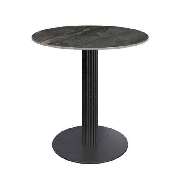 Cadillac Ceramic Dining Table With Ribbed Base In Gloss Grey