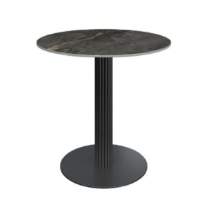 Cadillac Ceramic Dining Table With Ribbed Base In Gloss Grey