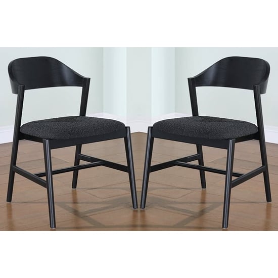 Cairo Black Wooden Dining Chairs In Pair