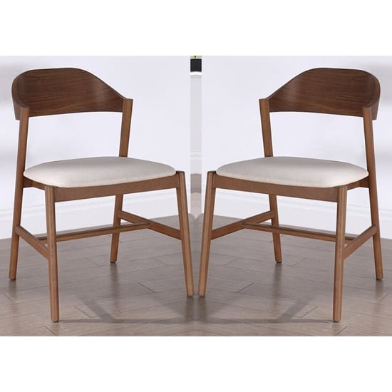 Cairo Walnut Wooden Dining Chairs In Pair