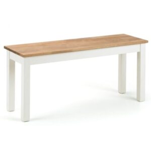 Calliope Wooden Dining Bench In Ivory And Oak