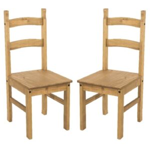 Consett Oak Wooden Dining Chairs In Pair