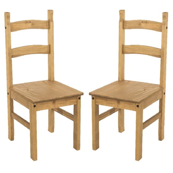 Consett Oak Wooden Dining Chairs In Pair