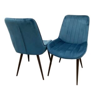 Danville Navy Blue Velvet Dining Chairs In Pair