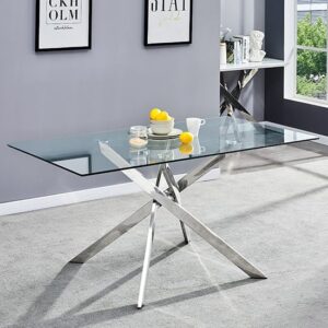 Daytona Large Clear Glass Dining Table With Chrome Legs