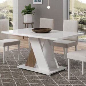 Enna High Gloss Dining Table Rectangular In White