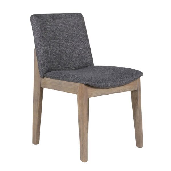 Fenwick Wooden Dining Chair With Fabric Seat In Dark Grey