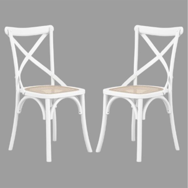 Flint White Wooden Dining Chairs In Pair