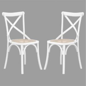 Flint White Wooden Dining Chairs In Pair