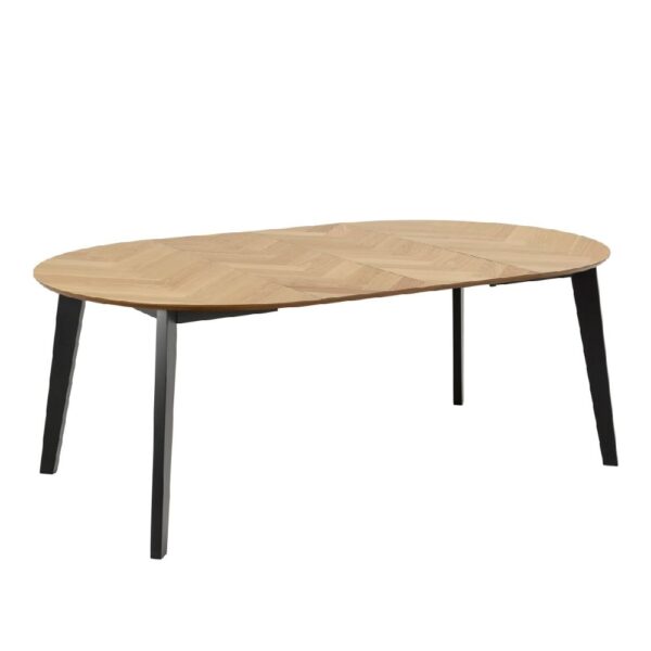 Galva Wooden Extending Dining Table Round In Oak And Black