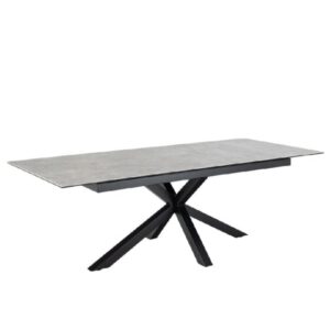 Hebron Ceramic Large Extending Dining Table In Grey