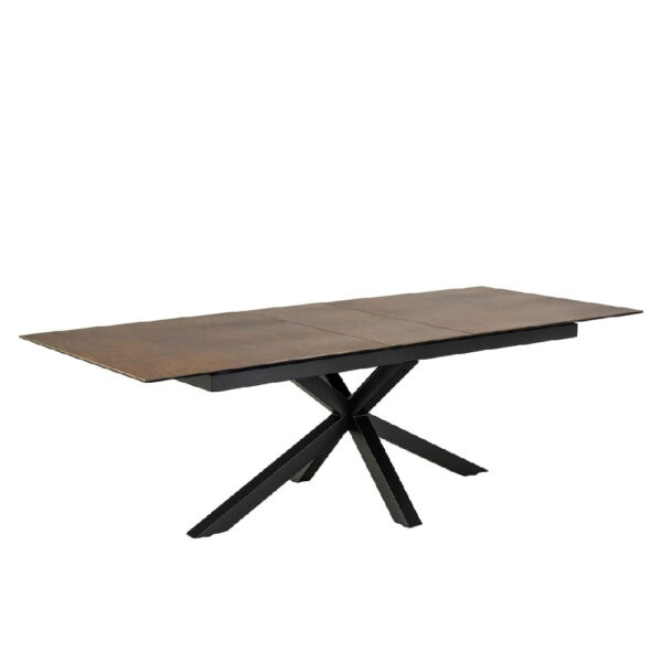 Hebron Ceramic Large Extending Dining Table In Rusty Brown