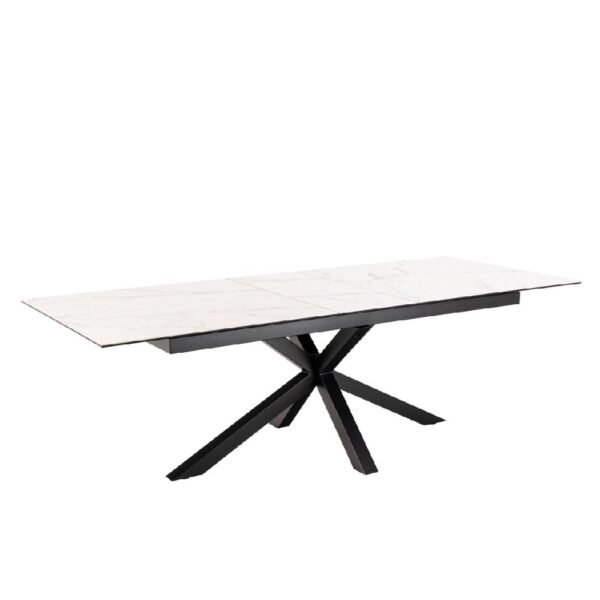 Hebron Ceramic Large Extending Dining Table In White