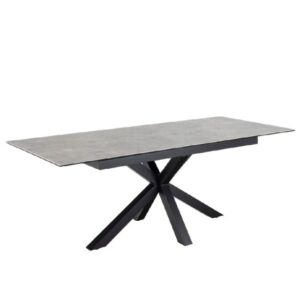 Hebron Ceramic Small Extending Dining Table In Grey