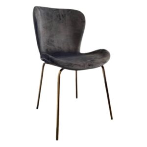 Josie Velvet Dining Chair In Dark Grey With Brass Legs