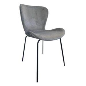 Josie Velvet Dining Chair In Light Grey With Black Legs