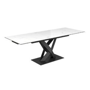 Kahului Ceramic Glass Extending Dining Table In Gloss White