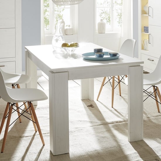 Kaira Wooden Dining Table Rectangular In White Pine