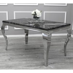 Laval Large Black Marble Dining Table With Chrome Legs