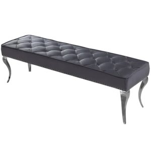 Laval Small Velvet Dining Bench In Dark Grey