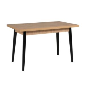 Leeds Oak Wooden Dining Table Rectangular With Black Legs