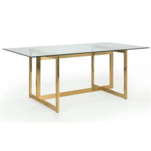 Malina Clear Glass Dining Table With Gold Geometric Legs