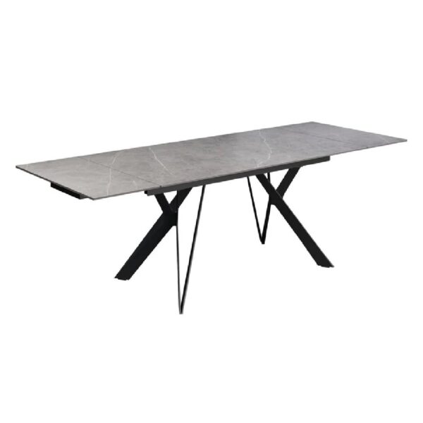 Mandan Ceramic Extending Dining Table In Mid Grey