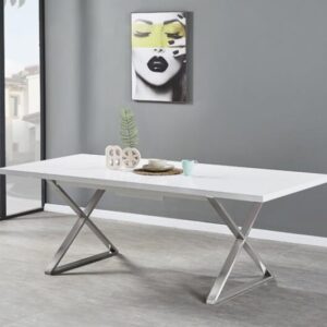 Mayline Extending High Gloss Dining Table In White