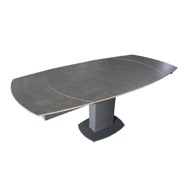 Oakmere Matte Grey Ceramic Extending Dining Table With Steel Base