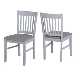 Olney Grey Wooden Dining Chairs With Fabric Seat In Pair