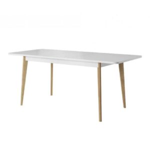 Pasco Wooden Extendable Dining Table In Matt White And Oak