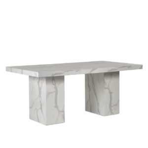 Rama Wooden Dining Table In White Marble Effect