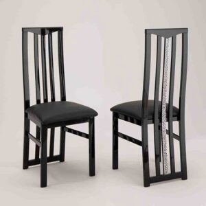 Regal Black Wooden Dining Chairs In Pair