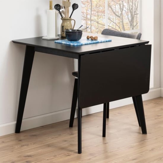 Reims Extending Wooden Dining Table In Matt Black