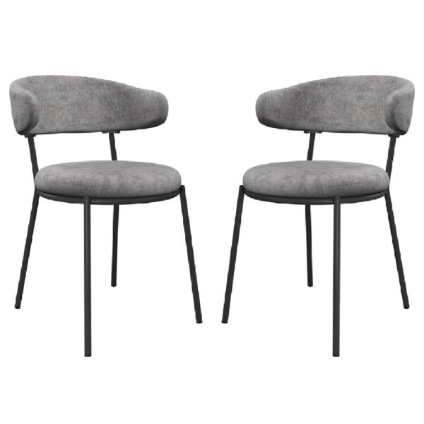 Safford Grey Fabric Dining Chairs With Grey Legs In Pair