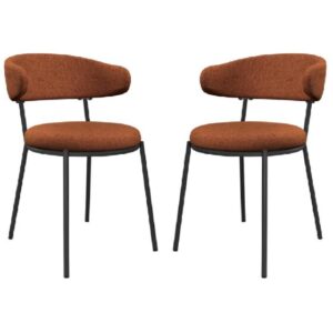 Safford Orange Fabric Dining Chairs With Grey Legs In Pair