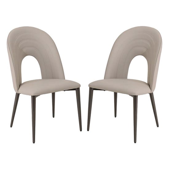 Sanur Light Grey Faux Leather Dining Chairs In Pair