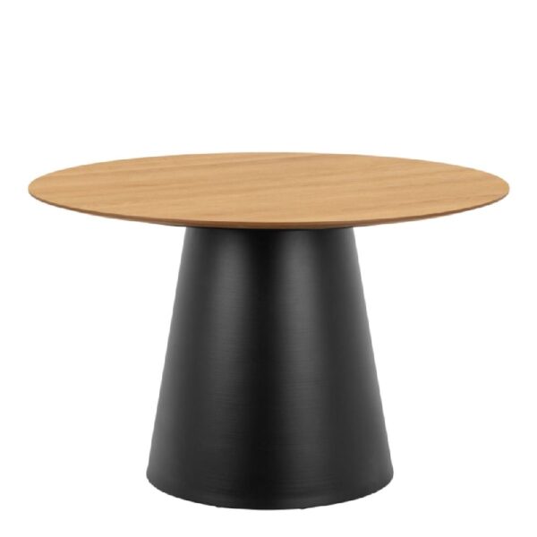 Seguin Wooden Dining Table Round In Oak And Black