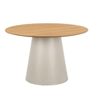 Seguin Wooden Dining Table Round In Oak And Grey