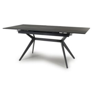 Tarsus Ceramic Extending Dining Table With Metal Legs In Black