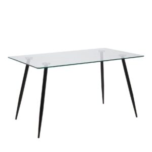 Warren Clear Glass Dining Table Rectangular With Black Legs