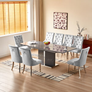Belmonte Grey Extending Dining Table Large 8 Imperial Grey Chairs